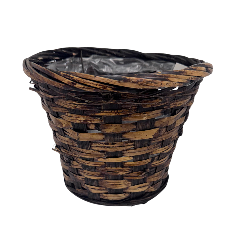 6" Brown Bamboo Gift Basket - Plastic Liner Included | 1 Count