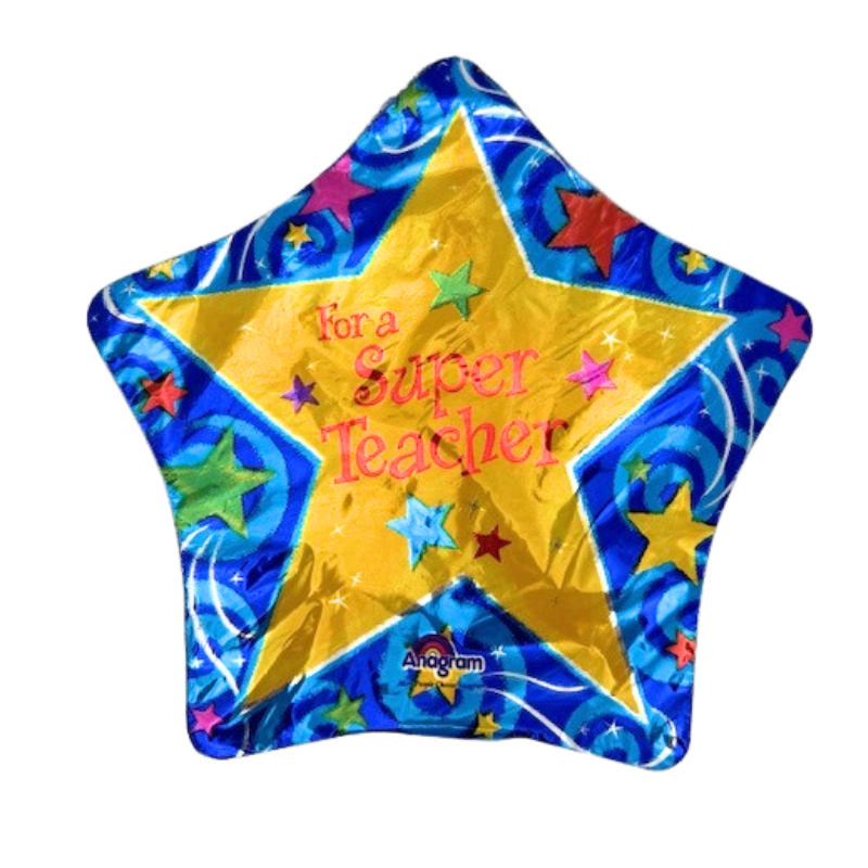 9" Anagram Super Teacher Star Airfill Balloon | Clearance - While Supplies Last!