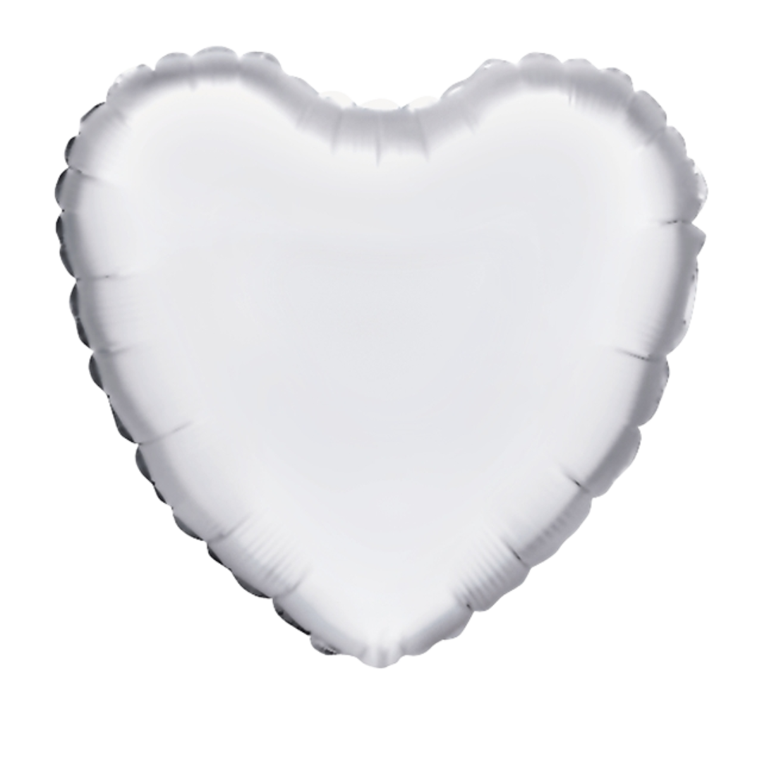 18" Betallic White Heart Foil Balloon | Buy 5 Or More Save 20%