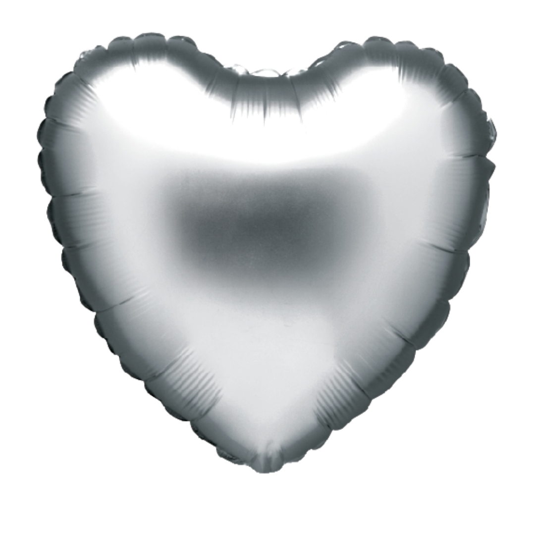 18" Betallic Silver Heart Foil Balloon | Buy 5 Or More Save 20%