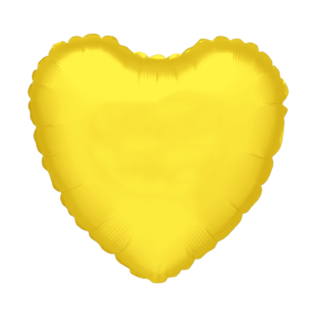 18" Betallic Yellow Heart Foil Balloon | Buy 5 Or More Save 20%