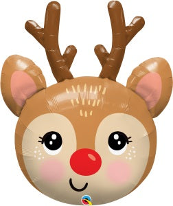 35" Red-Nosed Reindeer Head Foil Balloon | 1 count