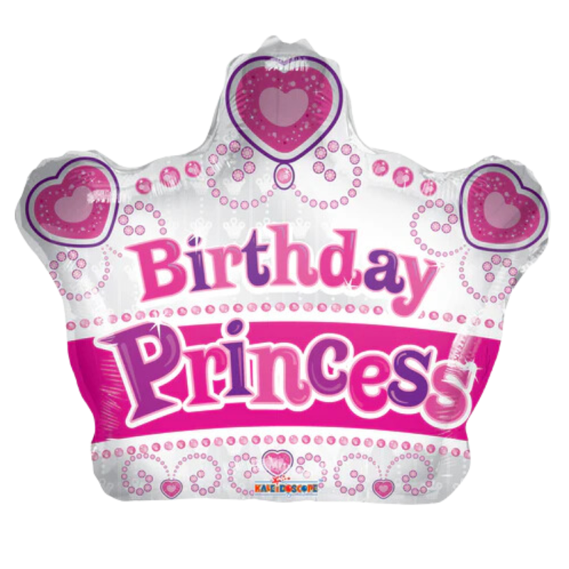 12" Conver Happy Birthday Princess Crown Foil Airfill Balloon | Buy 5 or More Save 20%,