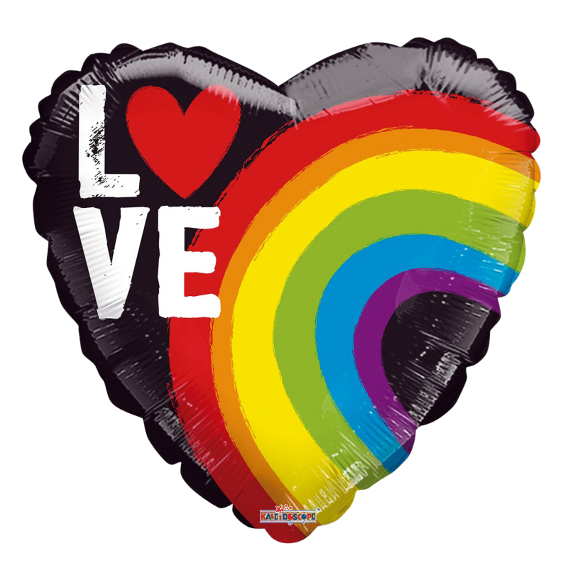 18" Conver Love Rainbow Heart Non Foil Balloon (S1R5) | Buy 5 Or More Save 20%