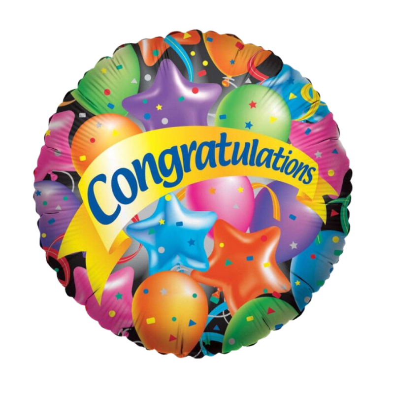 9" Conver Festive Congratulations Foil Airfill Balloon | Buy 5 Or More Save 20%