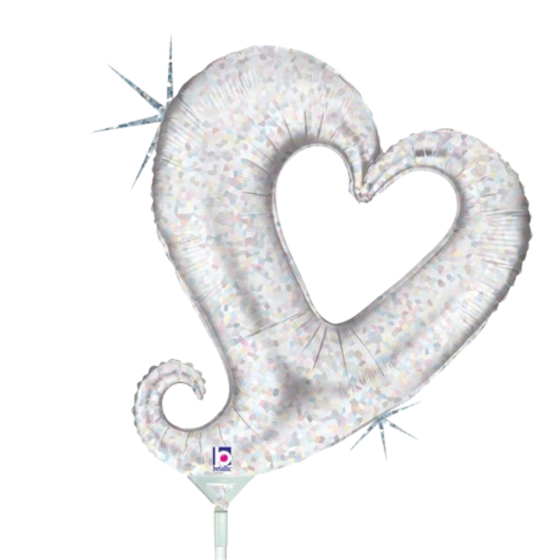 14" Betallic Holographic Linky Chain Of Hearts Foil Airfill Balloon | Buy 5 Or More Save 20%