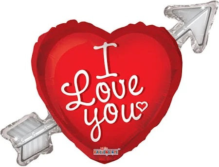 36" I Love You Heart w/ Arrow Foil Balloon