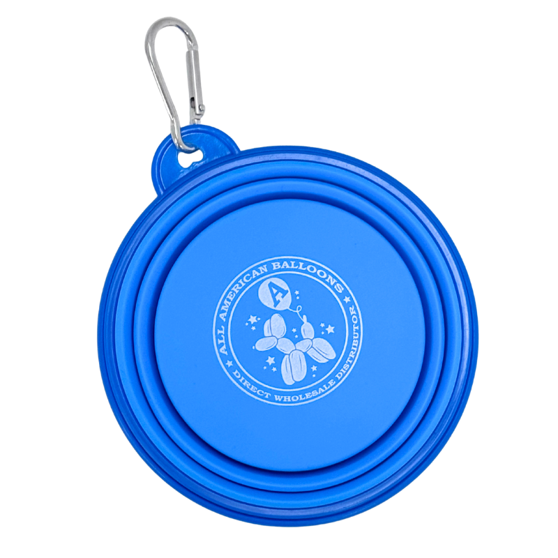 5" AAB Blue Collapsible Silicone Travel Pet Bowl W/ Carabiner Clip  | 1 Count