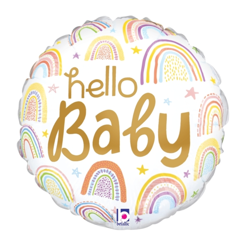 9" Betallic Hello Baby Rainbow Foil Balloon | Buy 5 or More Get 20% Off