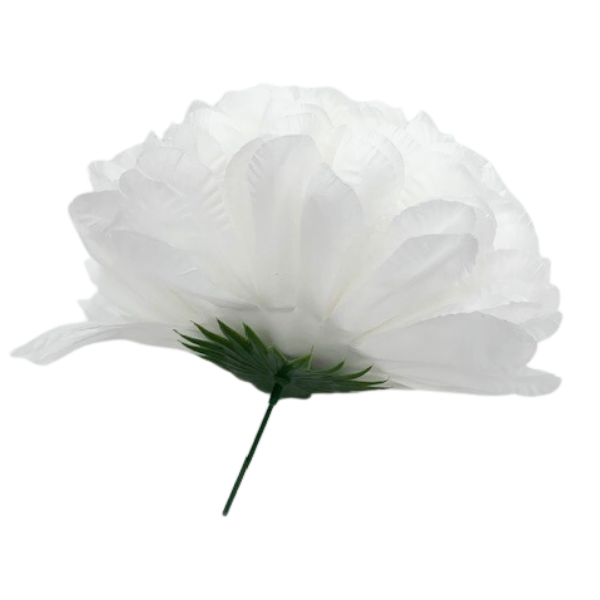 8 1/2" White Artificial Silk Mum - 21 Layer | 1 Count