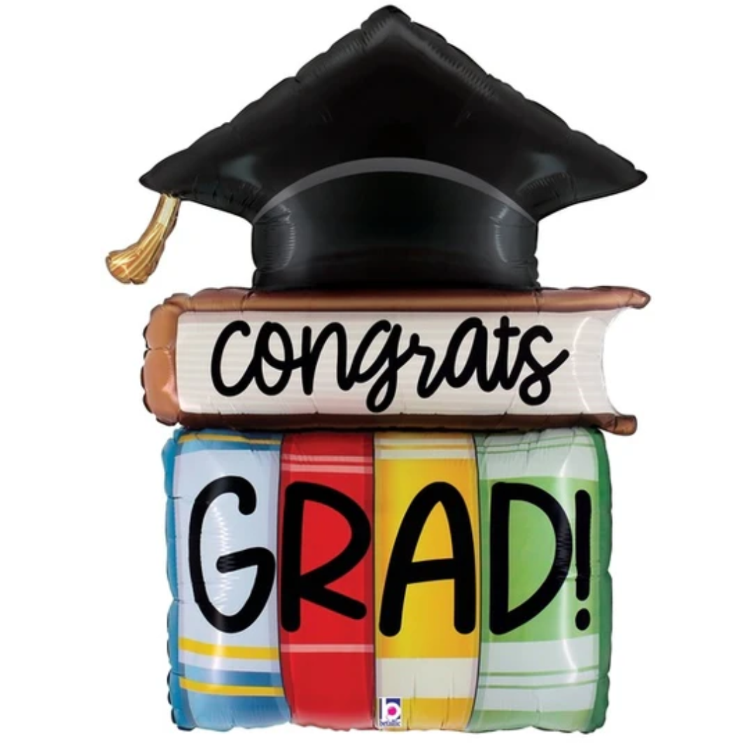 32" Betallic Congrats Grad Books & Cap Foil Balloon (S2R5)