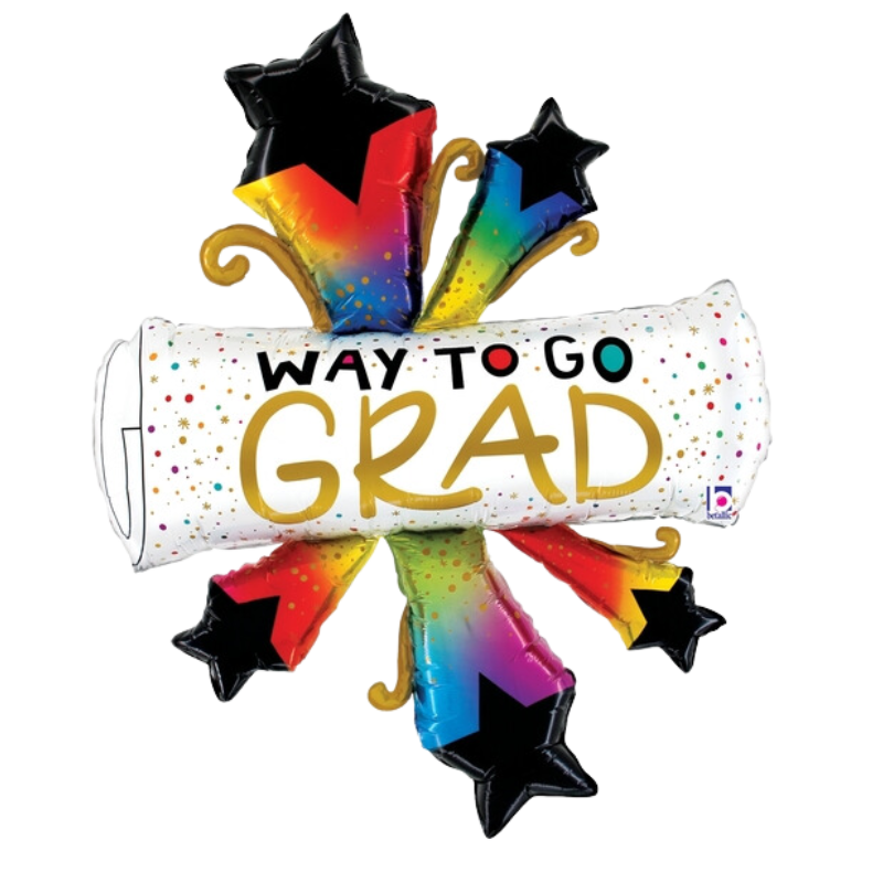 42" Betallic Bursting Stars Grad Diploma Foil Balloon (S2R5)