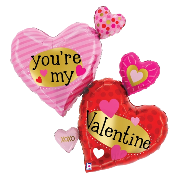 30" Betallic Valentine Pattern Multi Heart Foil Balloon (S2R5)