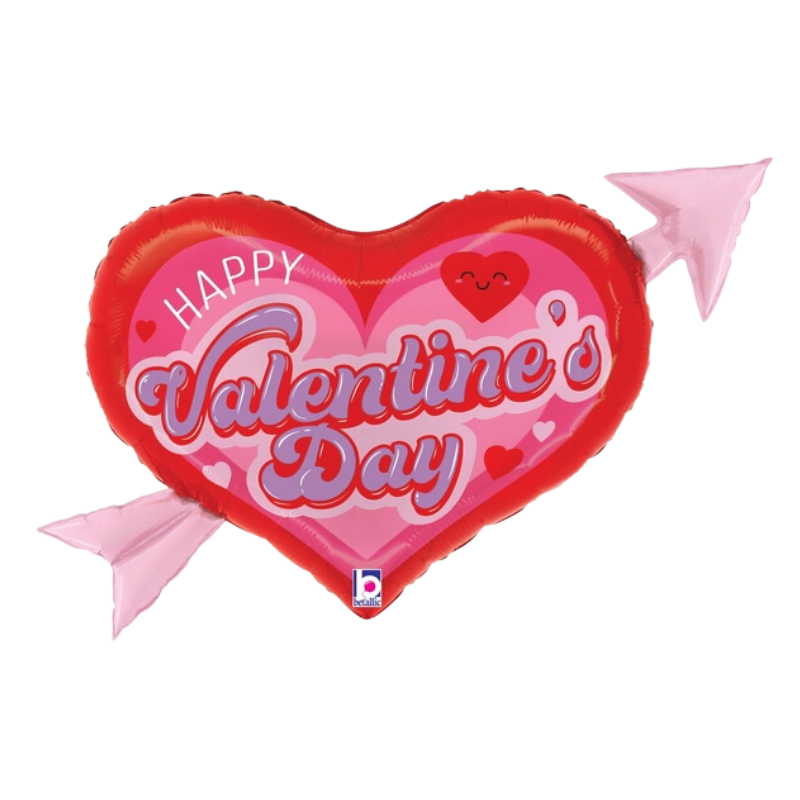 32" Betallic Retro Valentine Heart Arrow Foil Balloon (P29)