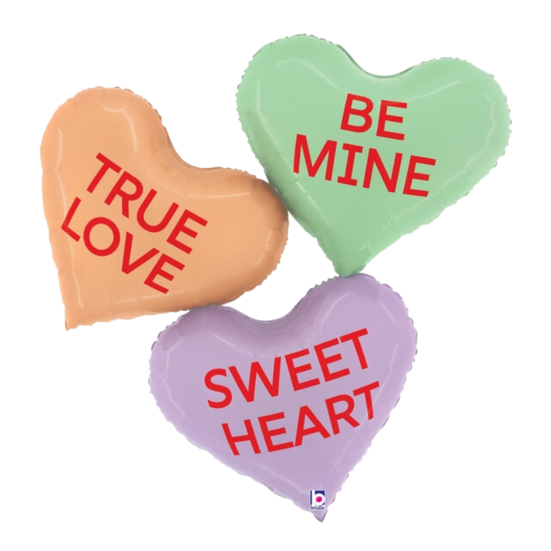 37" Betallic Conversation Heart Messages Foil Balloon (S3R2) | 2 Sided Balloon