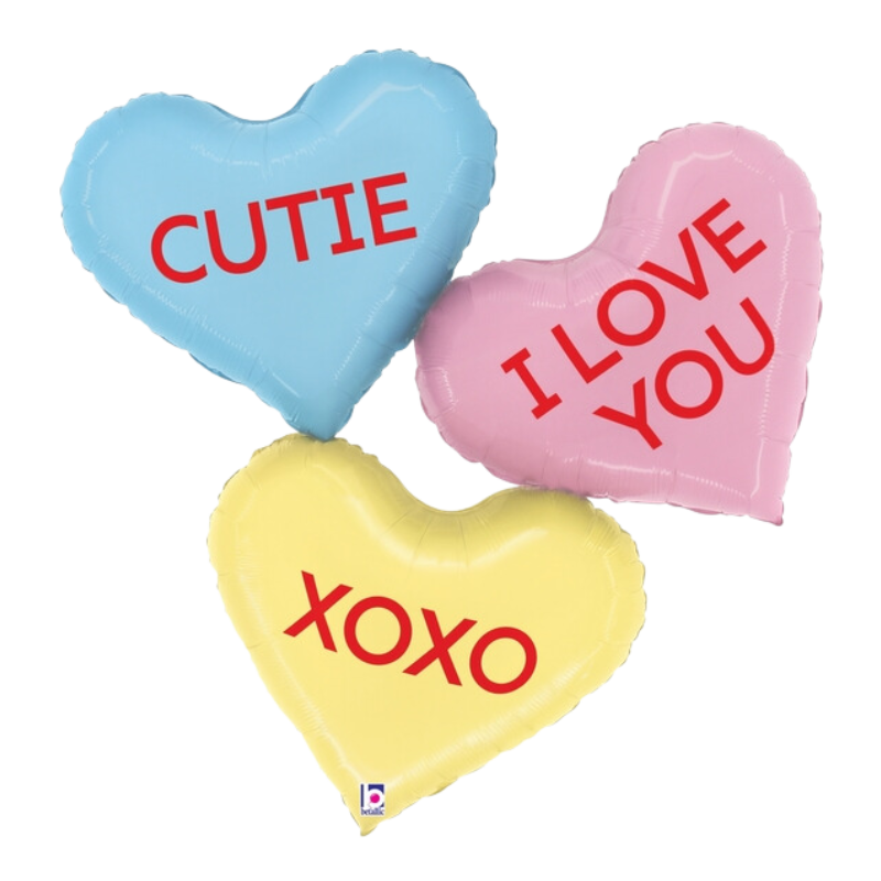 37" Betallic Conversation Heart Messages Foil Balloon (P19) | 2 Sided Balloon