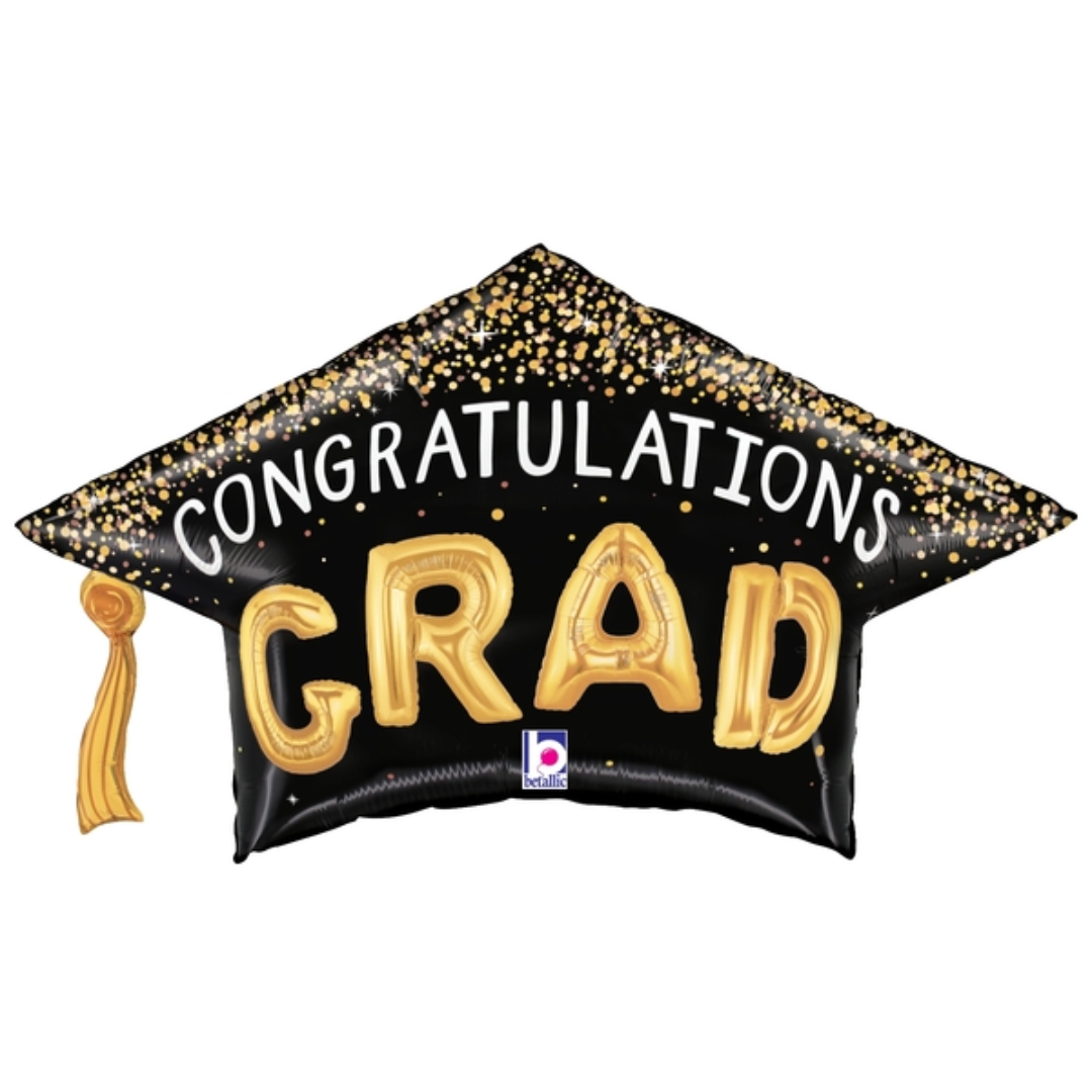 30" Betallic Congratulations Confetti Grad Cap Foil Balloon