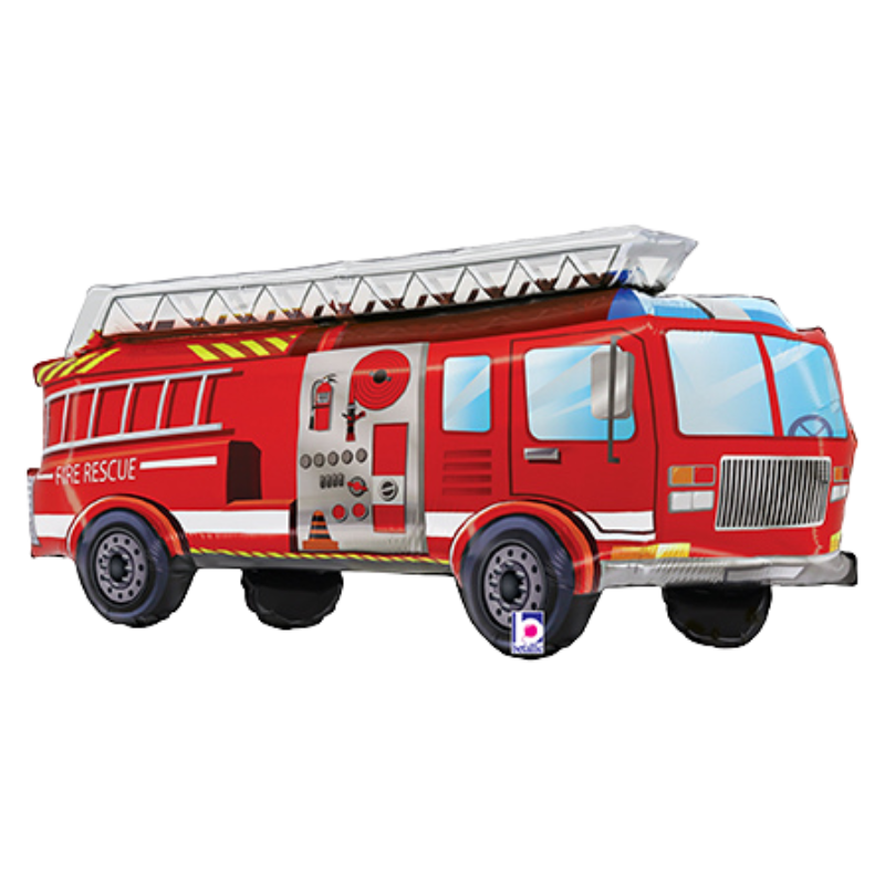 34" Betallic Red Firetruck Foil Balloon