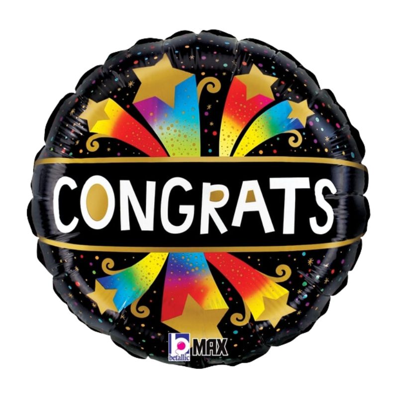 18" Congrats Bursting Stars Foil Balloon (P29) | Buy 5 Or More Save 20%