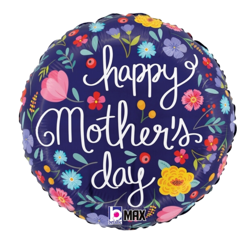 18" Mother's Day Folk Floral Foil Balloon (P7) | Buy 5 Or More Save 20%