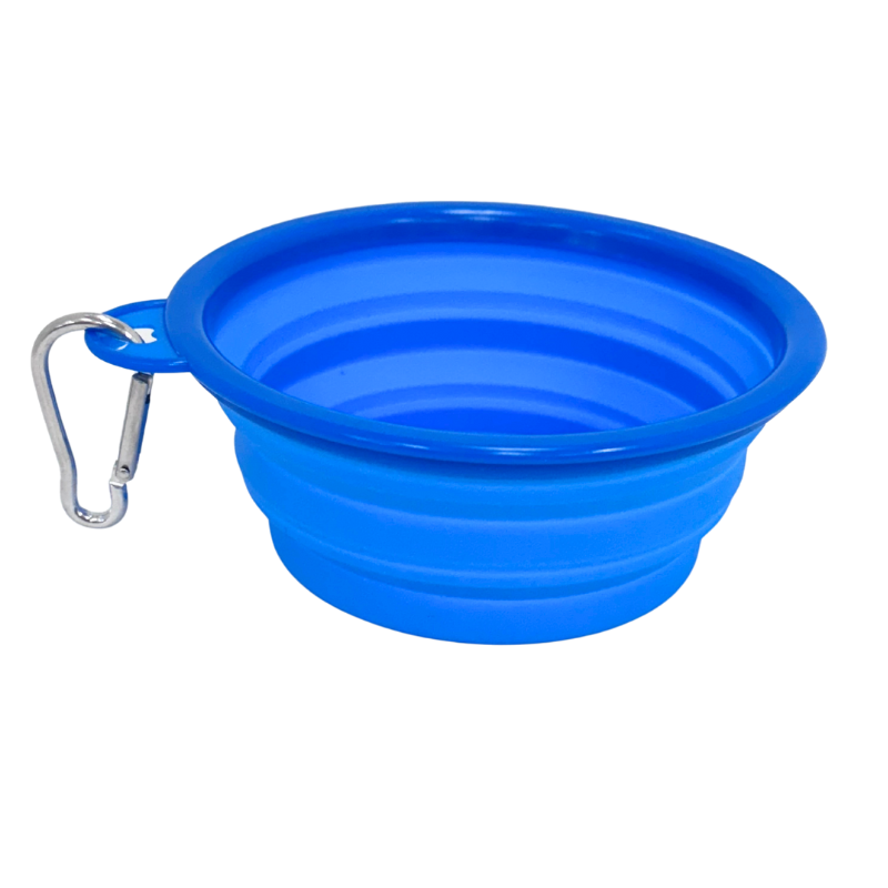 5" AAB Blue Collapsible Silicone Travel Pet Bowl W/ Carabiner Clip  | 1 Count