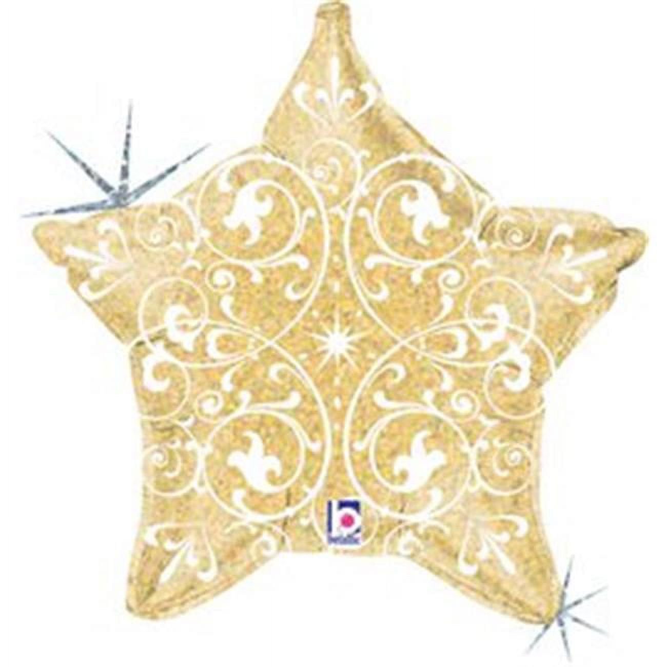 21" Gold Filigree Star Foil Balloon