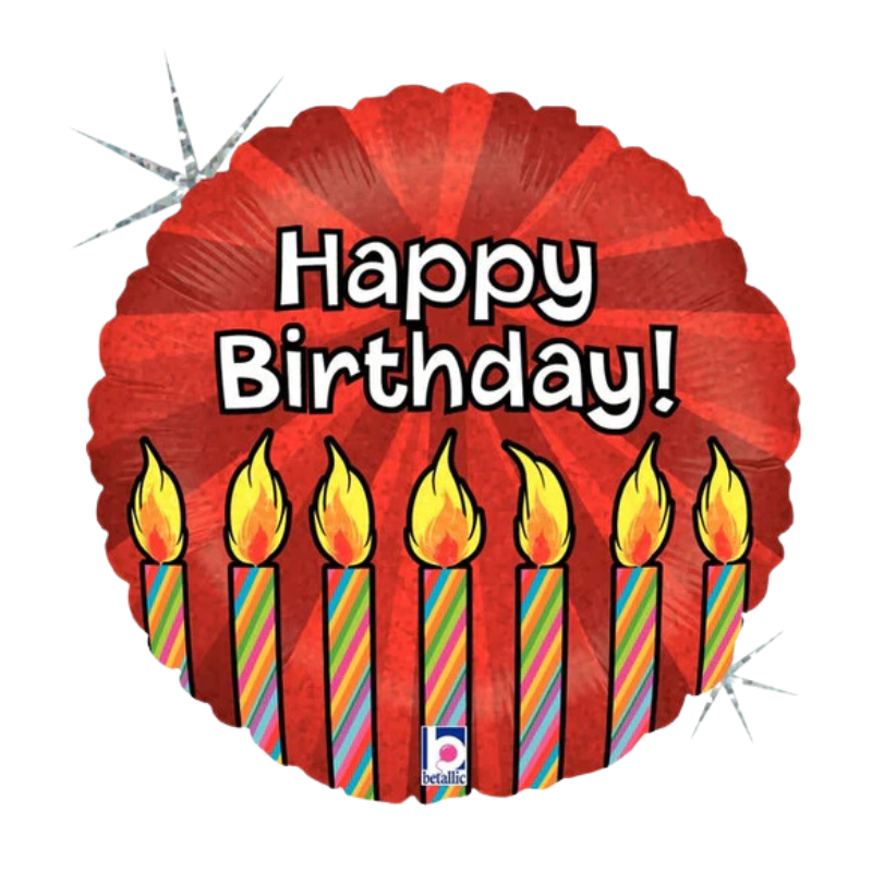 9" Happy Birthday Red Burst Holographic Foil Balloon (Discontinued)