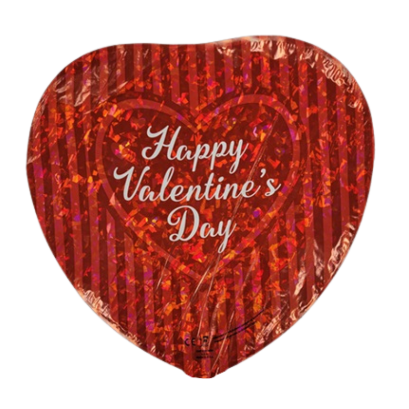 9" Betallic Valentine's Day Strips Holographic Heart Foil Airfill Balloon | Clearance - While Supplies Last!