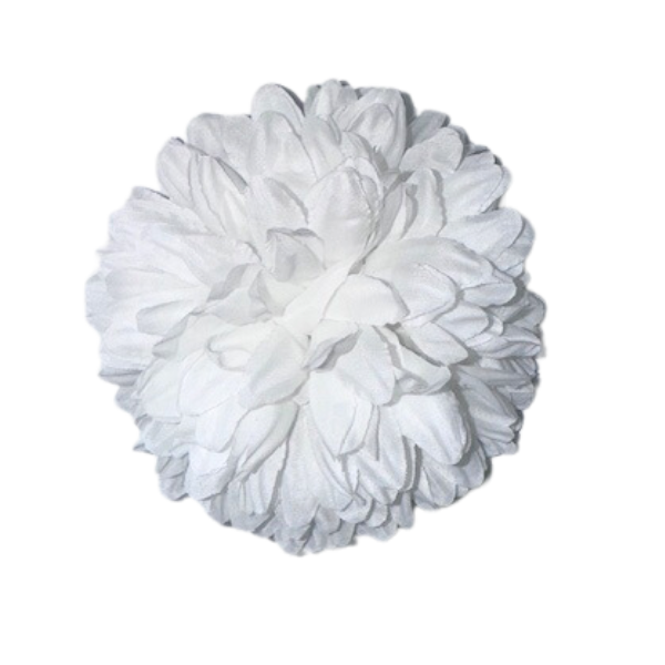 4" White Artificial Silk Mum - 10 Layers | 1 Count