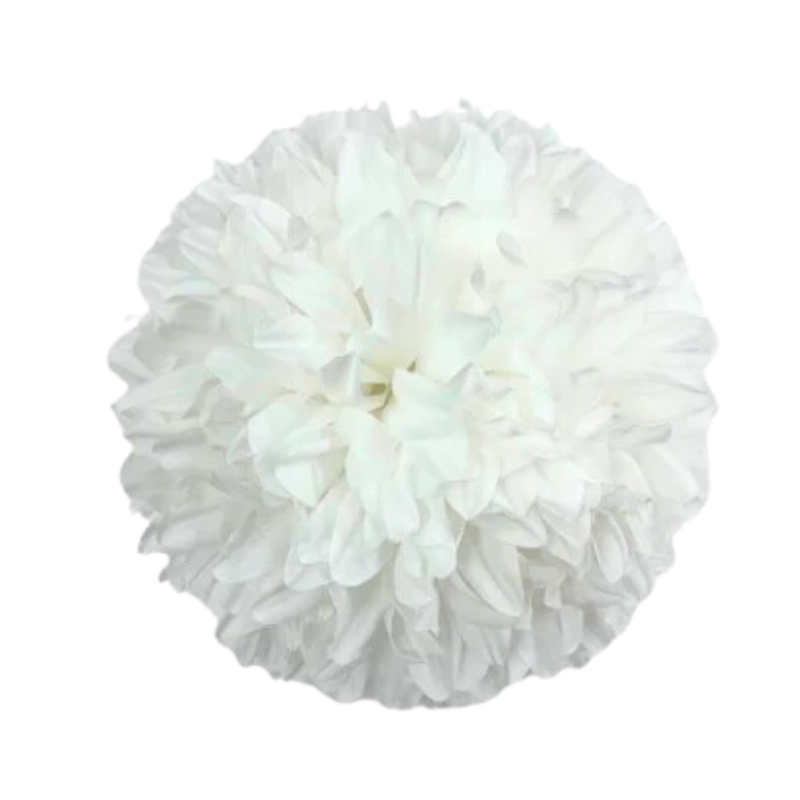 6 1/2" White Artificial Silk Mum - 15 Layers | 1 Count