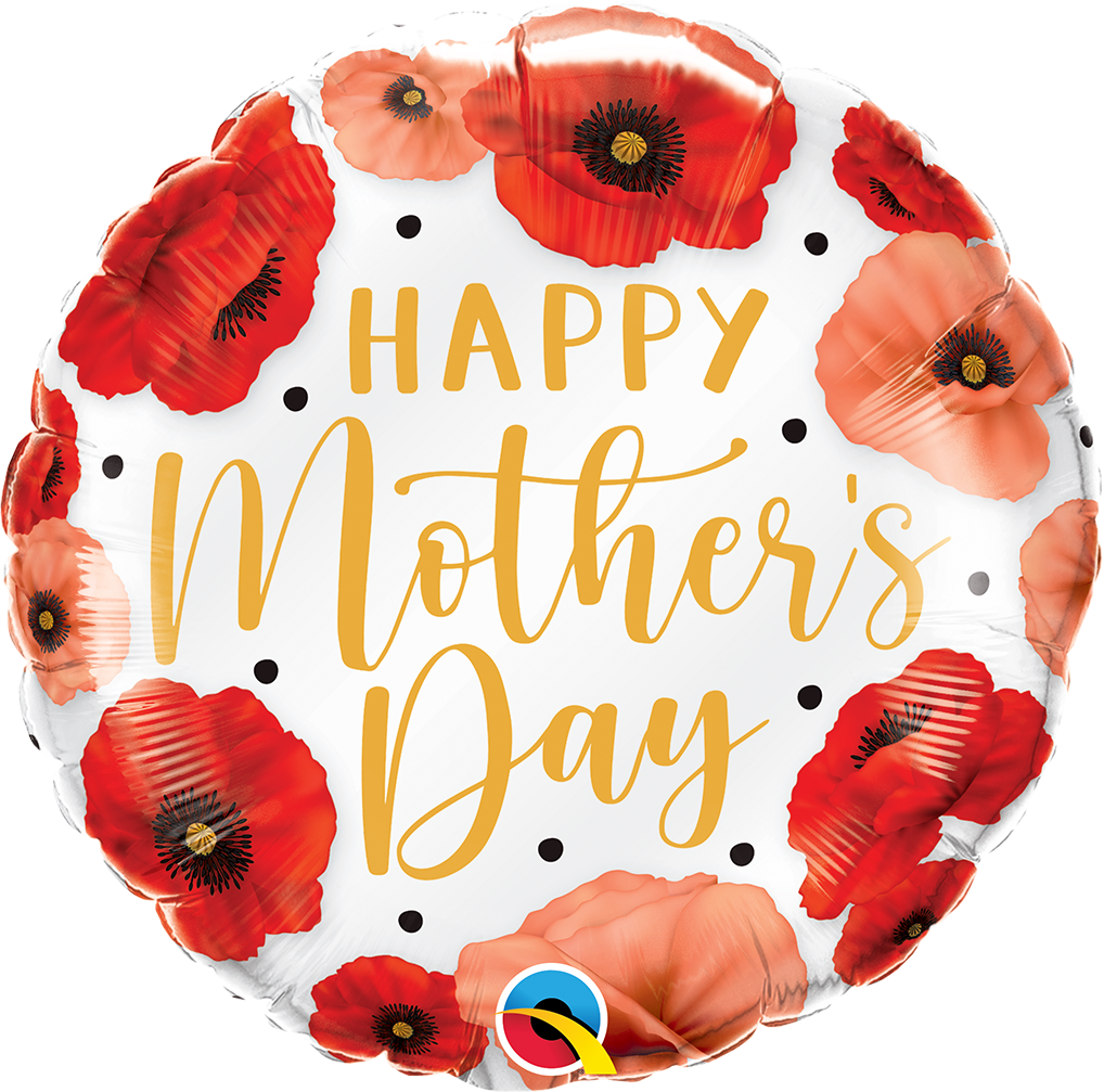 18" Mother's Day Pretty Poppies Foil Balloon (P8)