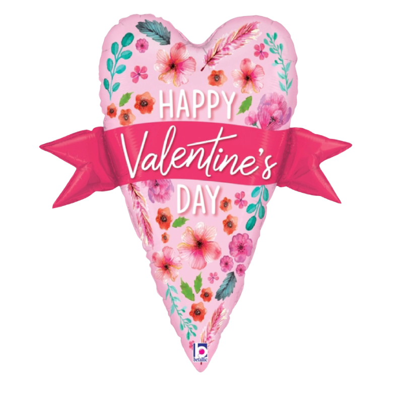 29" Betallic Watercolor Valentine Banner Heart Foil Balloon (WSL)