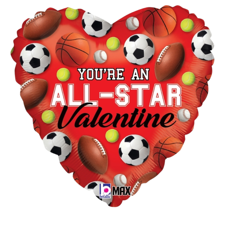 18" Betallic All Star Valentine Heart Foil Balloon (WSL)