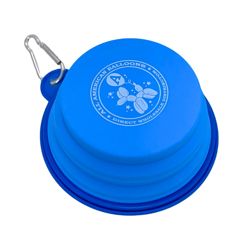 5" AAB Blue Collapsible Silicone Travel Pet Bowl W/ Carabiner Clip  | 1 Count