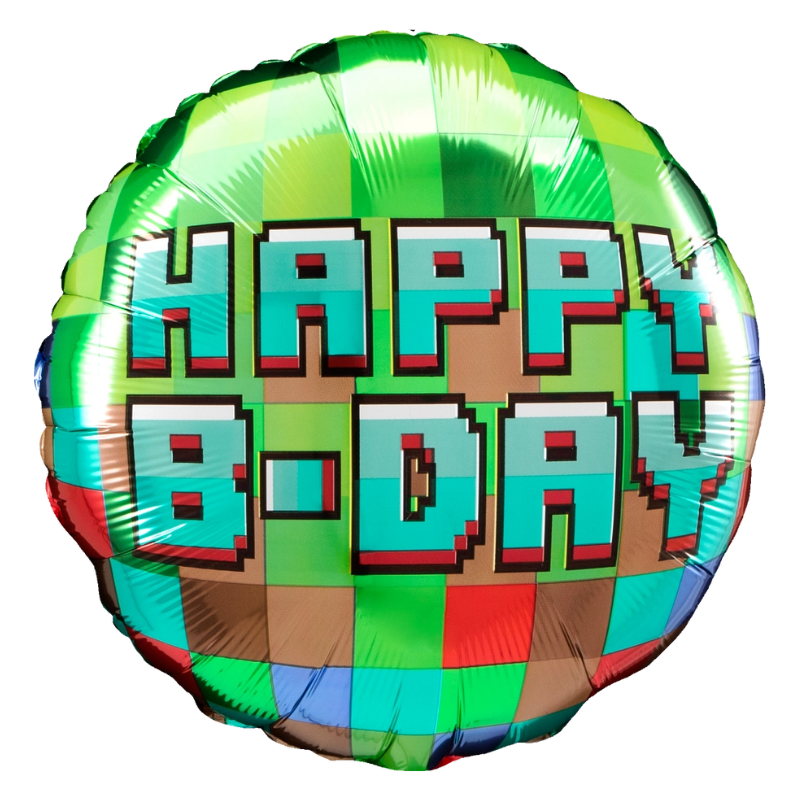 17" Anagram Pixel Happy Birthday Party Foil Balloon | Buy 5 Or More Save 20%