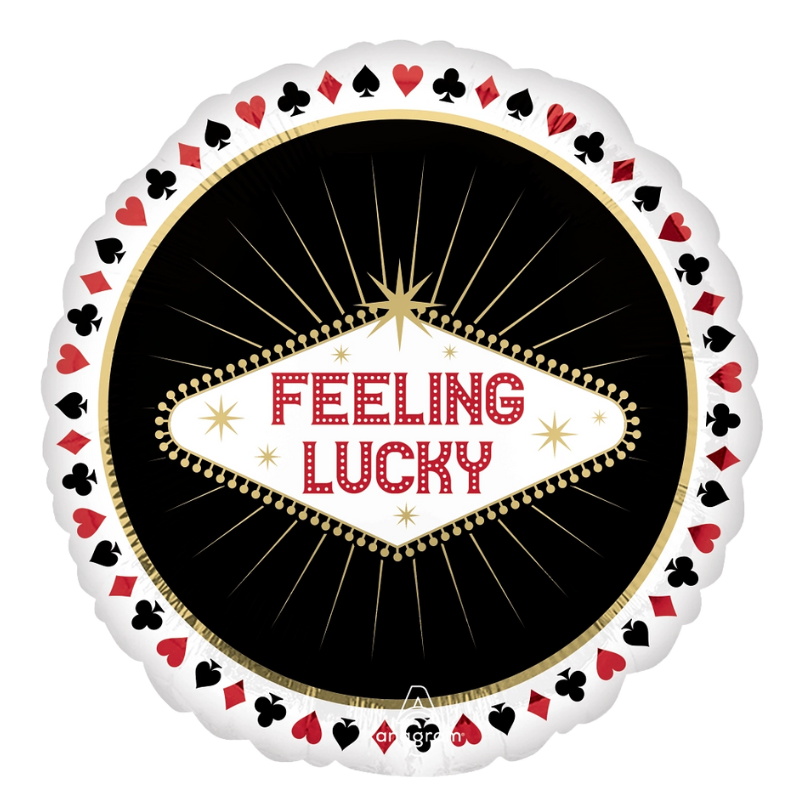 17" Anagram Feeling Lucky Casino Foil Balloon | Buy 5 or More Get 20% Off