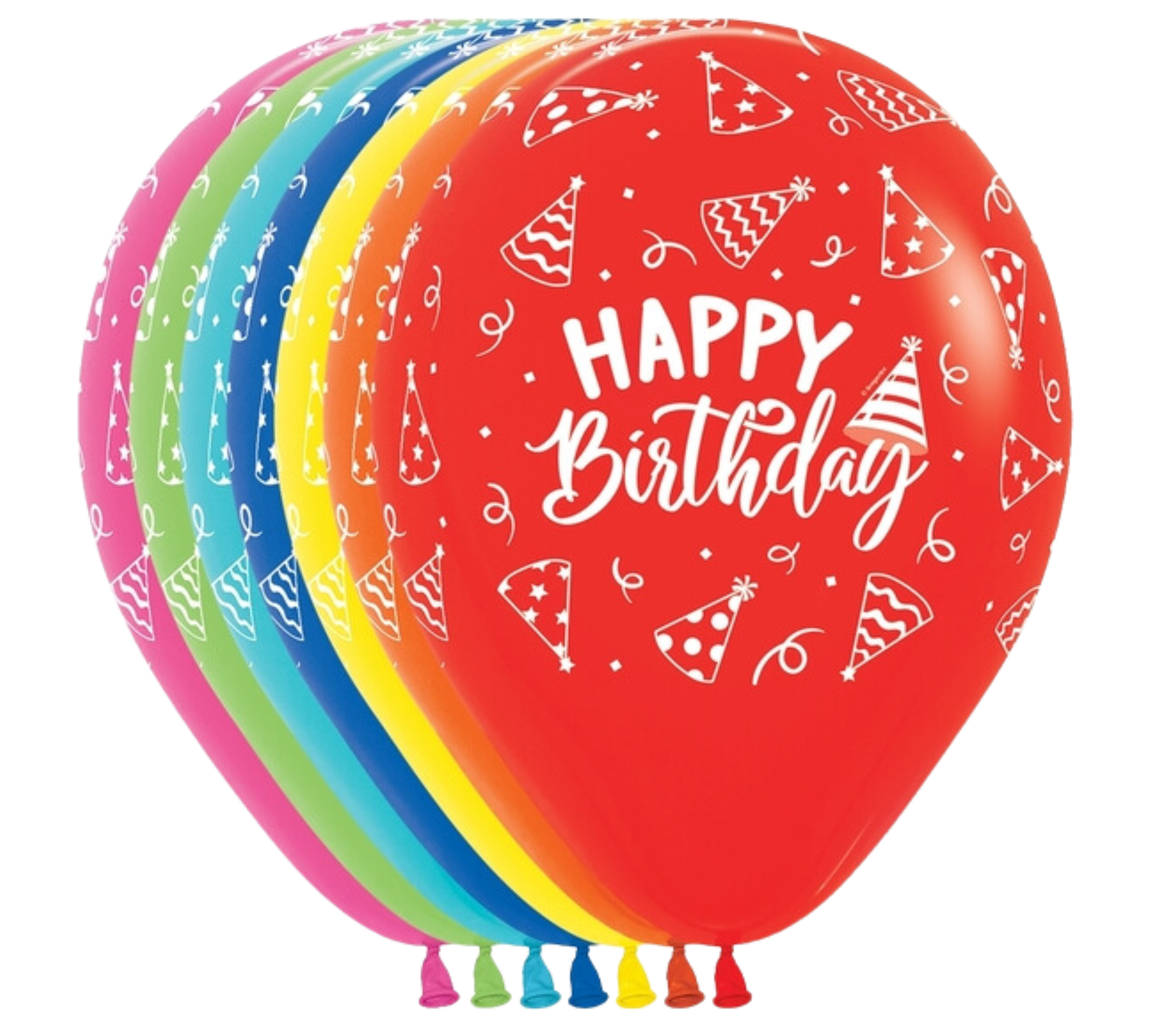 11" Sempertex Happy Birthday Hats Latex Balloons | 50 Count - Dropship (Shipped By Betallic)