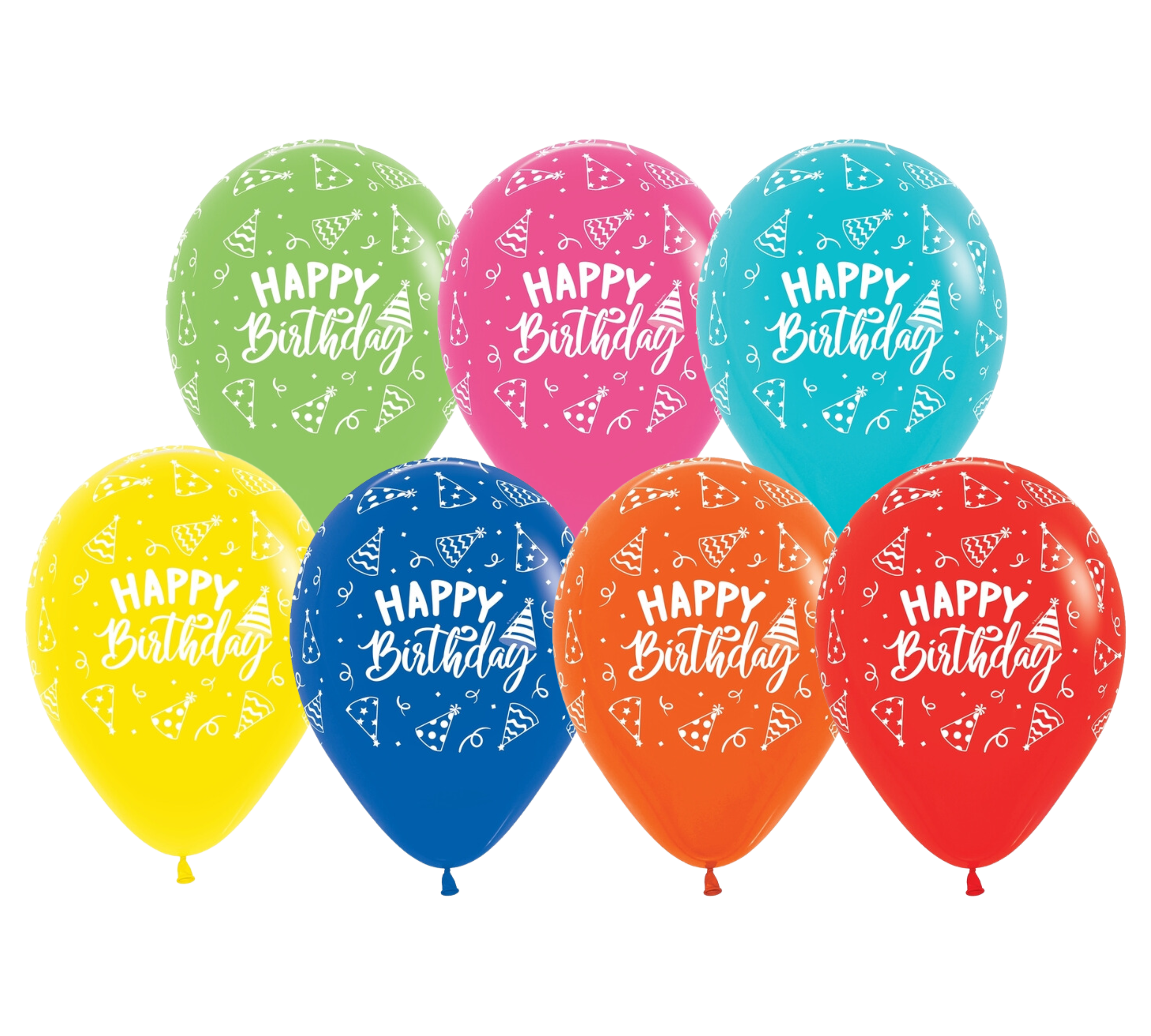 11" Sempertex Happy Birthday Hats Latex Balloons | 50 Count - Dropship (Shipped By Betallic)