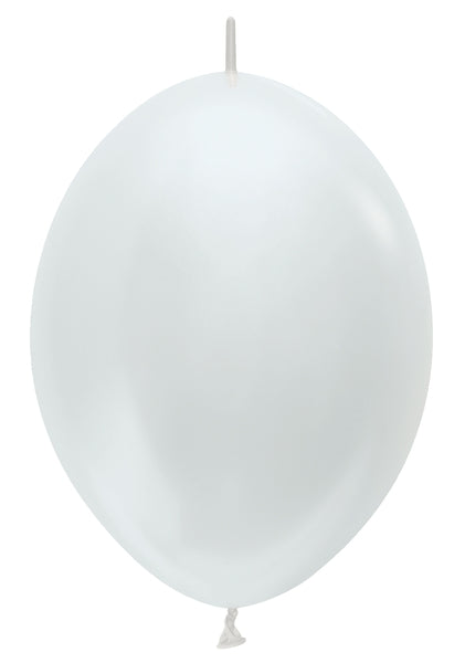 6" Sempertex Pearl White Link-O-Loon Latex Balloons (TH) | 50 Count