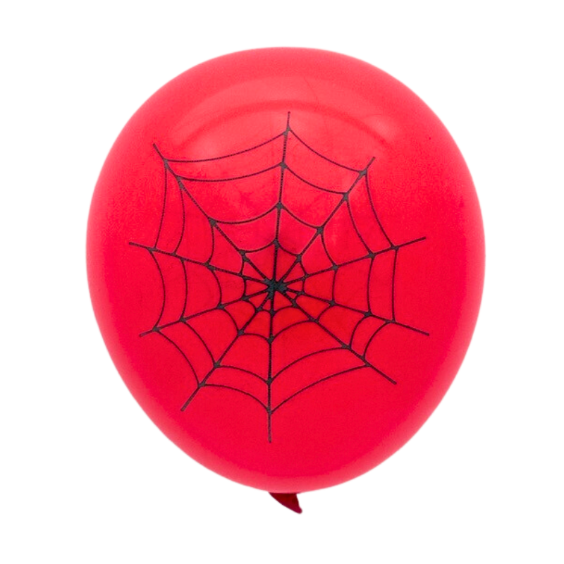 6" Elitex Red & Black Printed Spiderweb Latex Balloon - Two Sided Print | 10 Count