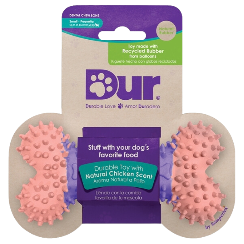 DUR Small Lilac/Pink Bone Rubber Dog Toy | Made Of Recycled Balloons!