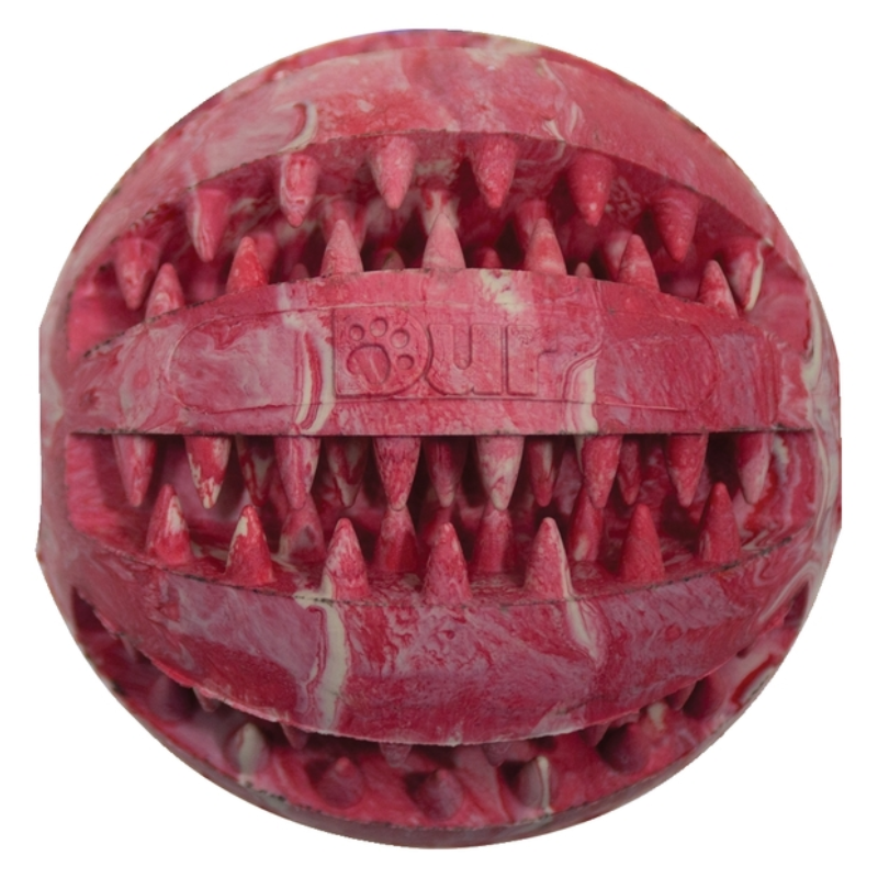 DUR Medium Red/White Rubber Ball Dog Toy | Made Of Recycled Balloons!