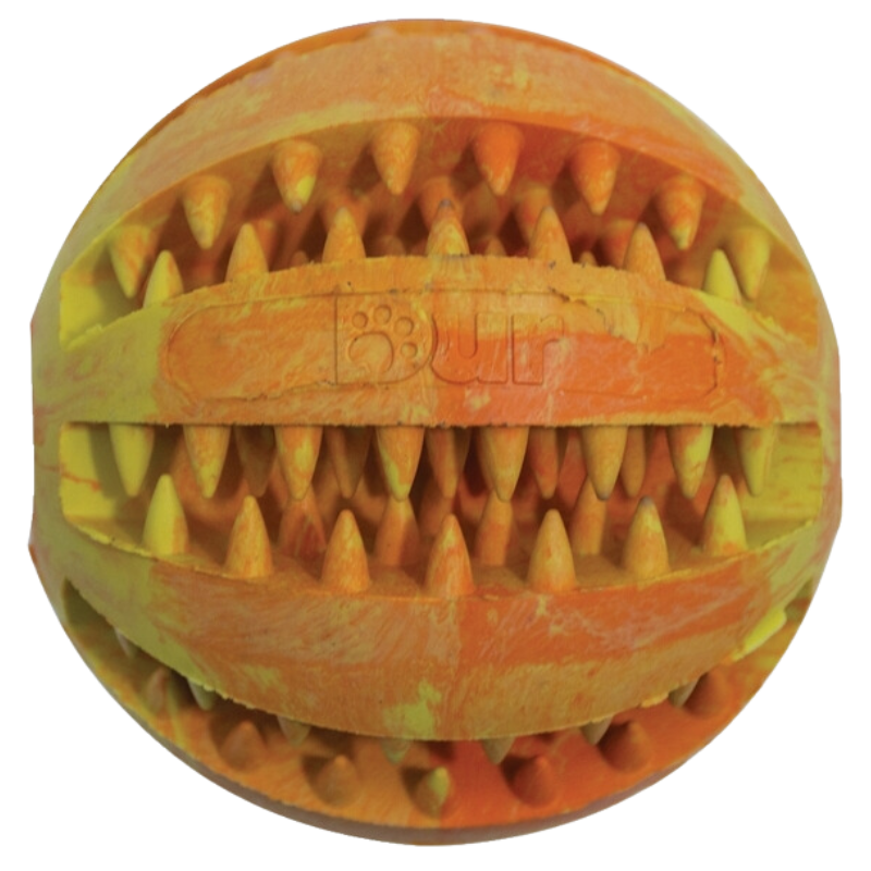 DUR Medium Yellow/Orange Rubber Ball Dog Toy | Made Of Recycled Balloons!