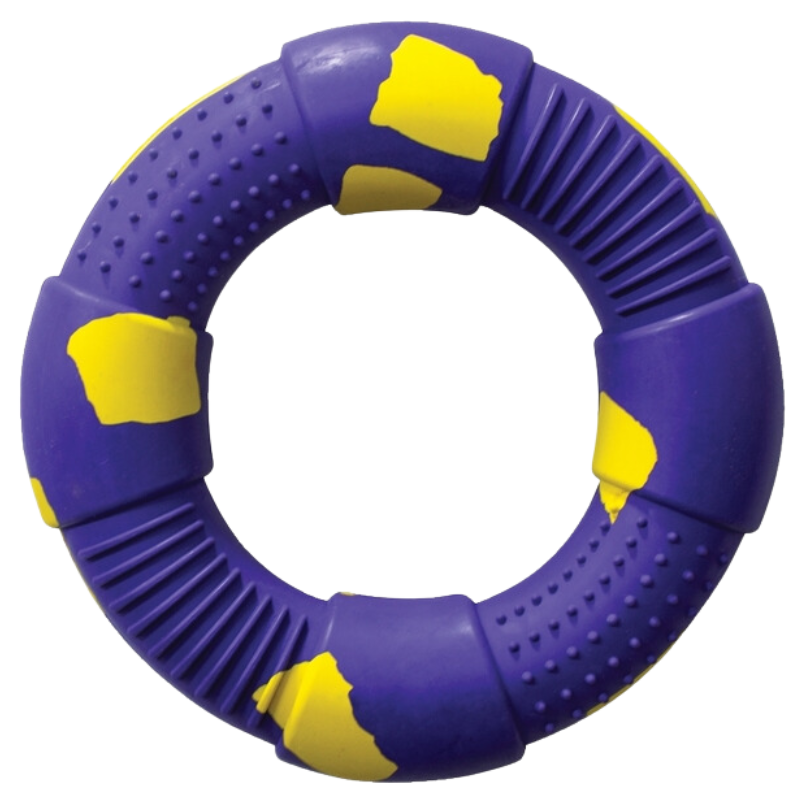 DUR Large Violet/Yellow Rubber Ring Dog Toy | Made Of Recycled Balloons!