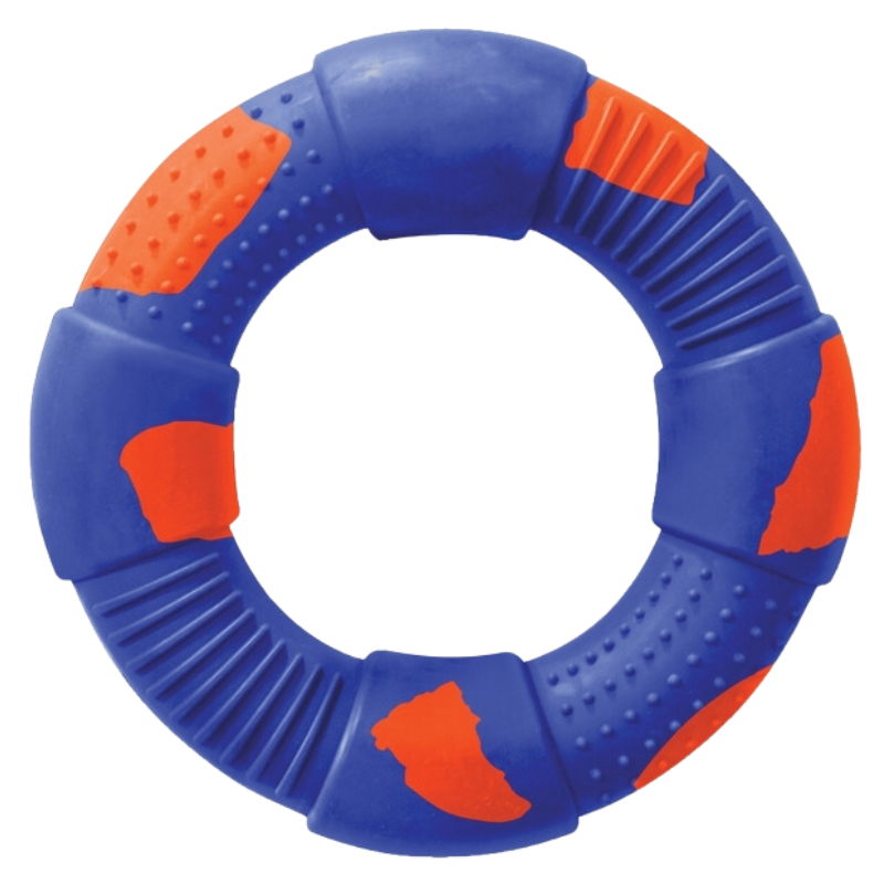 DUR Large Royal Blue/Orange Rubber Ring Dog Toy | Made Of Recycled Balloons!