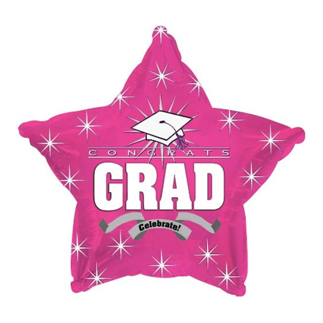 17" Congrats Grad Star Foil Balloons (WSLR3) - 5 Count | Clearance - While Supplies Last!