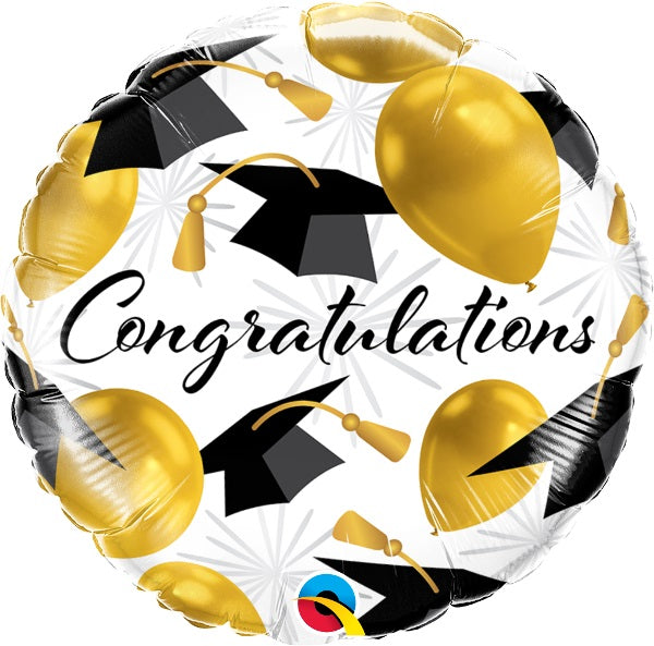 18" Congratulations Gold Balloons Foil Balloon (P25) | Buy 5 Or More Save 20%