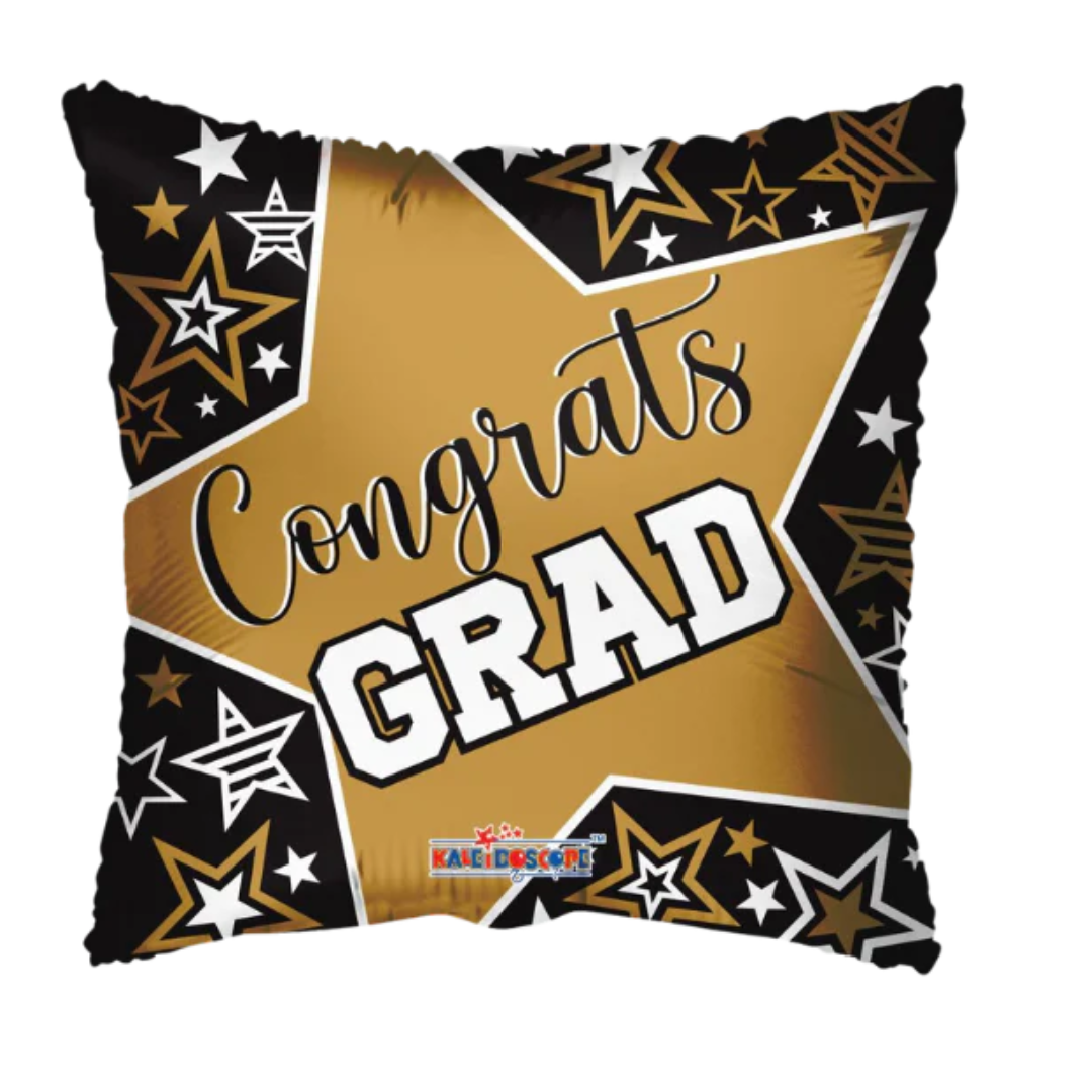 9" Conver Congrats Grad Big Star Square Airfill Foil Balloons (S2R2) | Buy 5 or More Save 20%