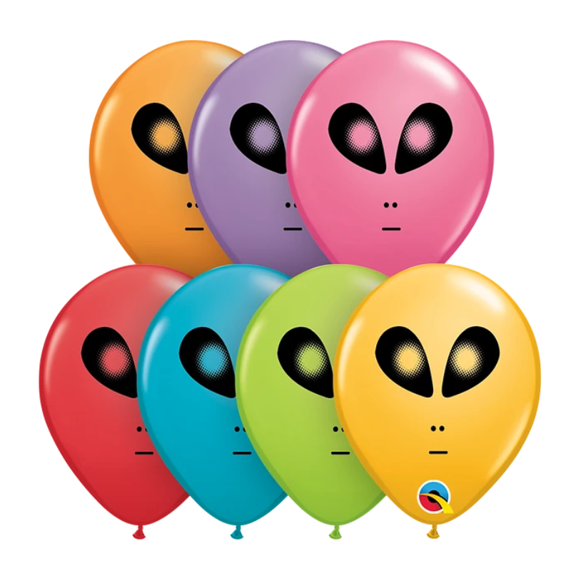 5" Qualatex Festive Assortment Space Alien Latex Balloons | 100 Count