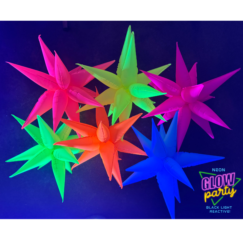 27.5" AAB Blazing Neon Blue Starburst Airfill Balloon | 1 Count - Black Light Reactive!